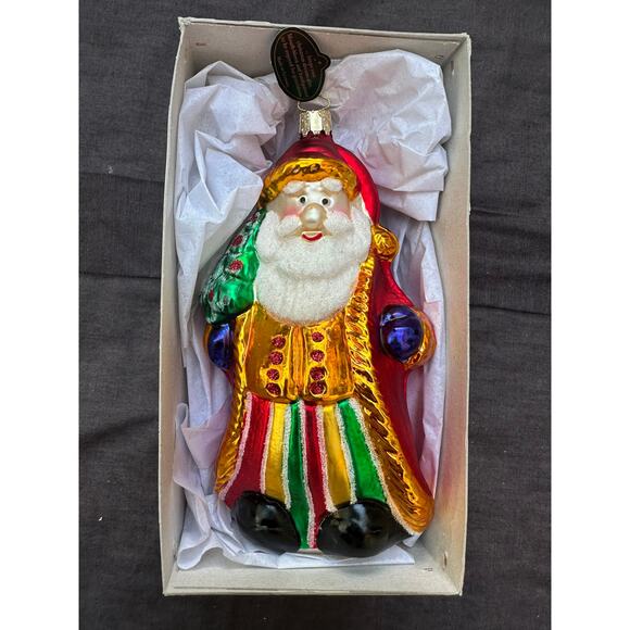 Vintage Christborn ornament glass Santa Claus made in Germany in box 7x4” - Picture 1 of 15